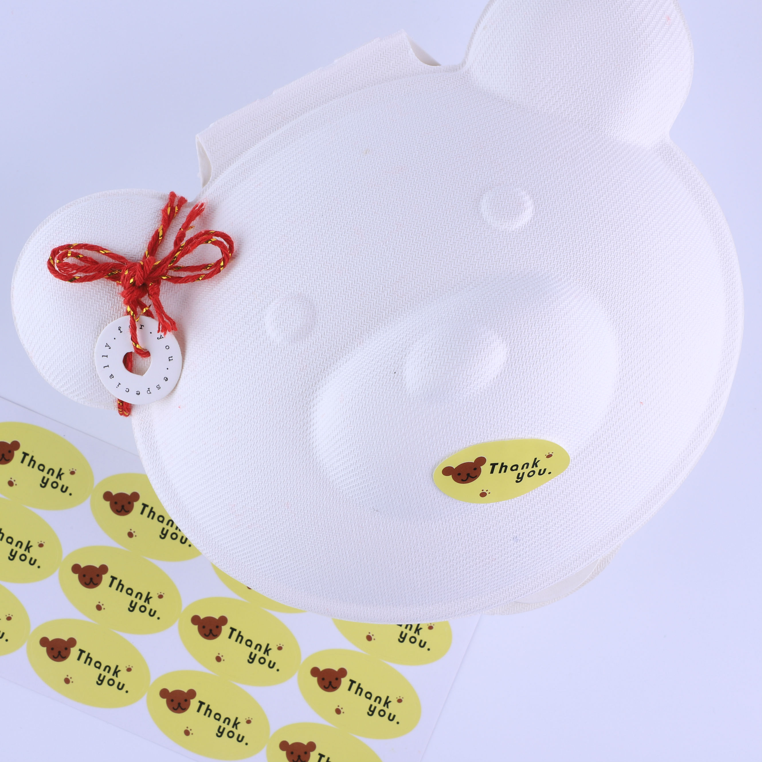 Oval thank you bear cake bread baking package sticker 120