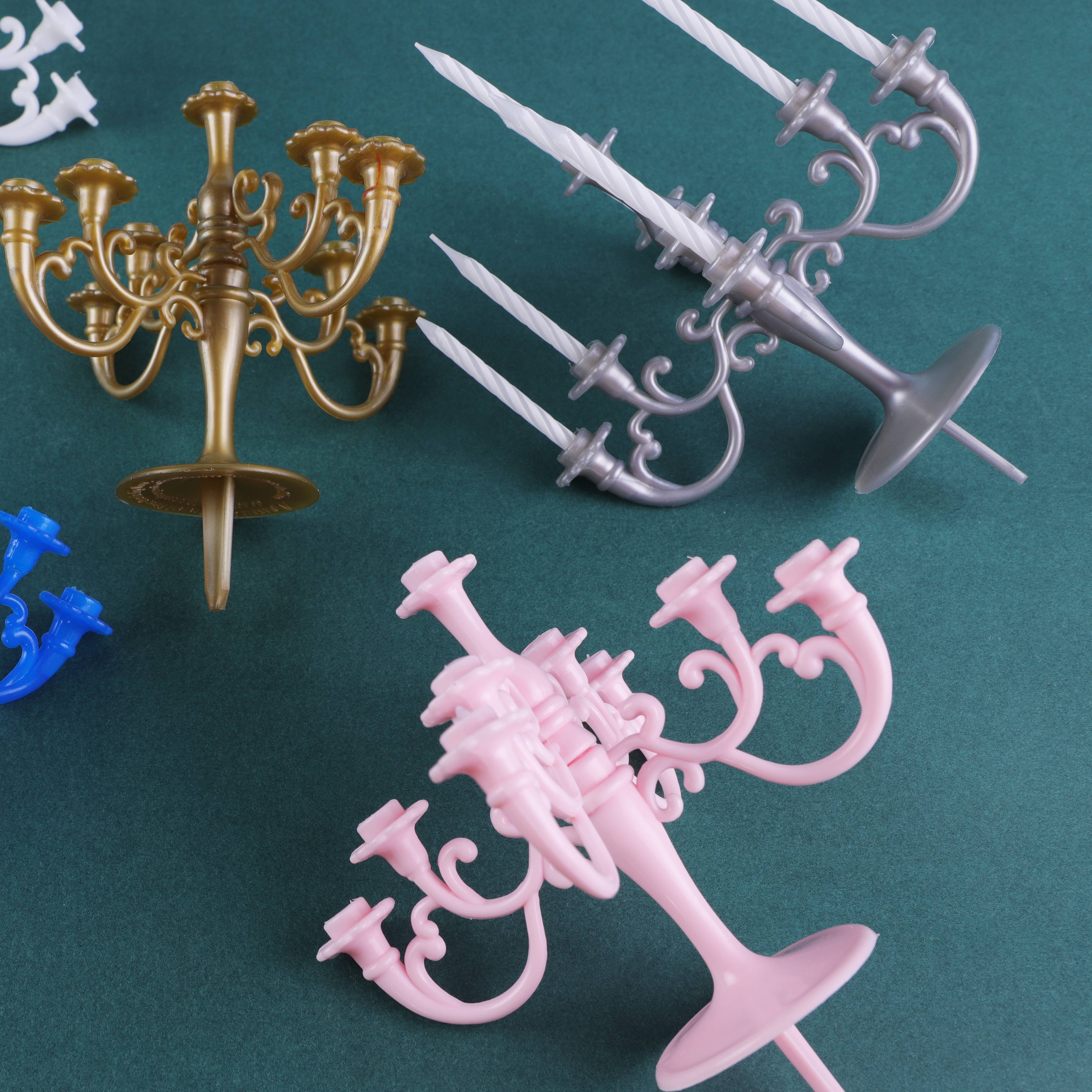 INS vintage candlestick birthday cake decoration pink European Candlestick plug-in baking decoration romantic creative candlestick