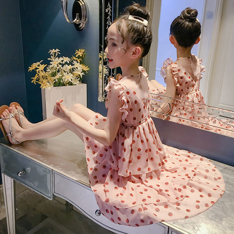 Girls ' dresses summer big children's Western style 2021 new high-end chiffon cake skirt net red summer princess skirt