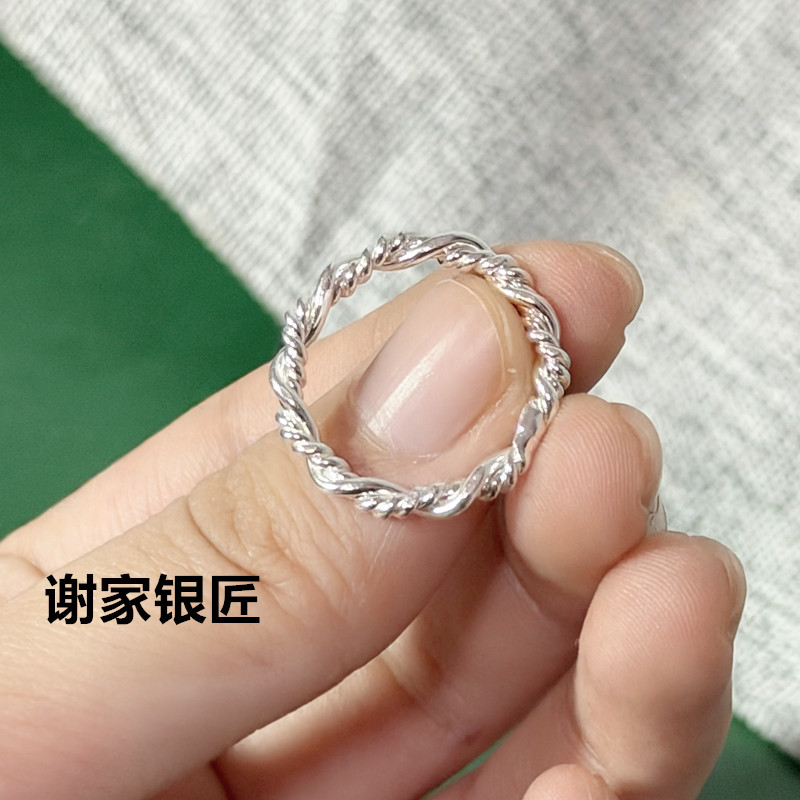 Xie's silversmith pure silver twist ring