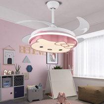 Childrens room ceiling fan light Invisible modern minimalist bedroom girl princess Boy led ceiling light with fan chandelier