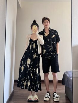 You wear my skirt, island couple wears suspender beach skirt