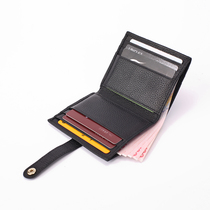 First layer cowhide buckle small card bag short wallet multifunctional fashion portable thin large capacity card holder