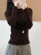 Spring and Autumn Fashionable and Western Style 2025 Autumn and Winter New Style Fungus Hem Half Turtleneck Sweater Knitted Top