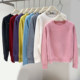 100% Wool Seamless One-Piece/Pure Color Crew Neck Raglan Long-Sleeve Knit Sweater for Women, Loose Casual Top Sweater