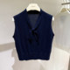 [Special Clearance]Fashionable V-Neck Bow-Tie Sleeveless Wool Knit Top for Women, Versatile and Slimming Trendy Top