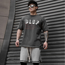 BLUESFLY short sleeve men summer New broken print T-shirt loose muscle men fitness training sports top