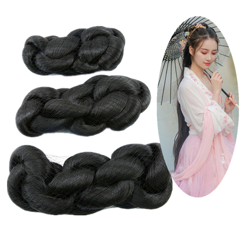 Ancient Clothing Styling Wig Hemp Flower Bag Ancient Wind Bag Photo Gallery New Show And Tang Hanfu Mixed Silk Super Soft Black Hair Bag