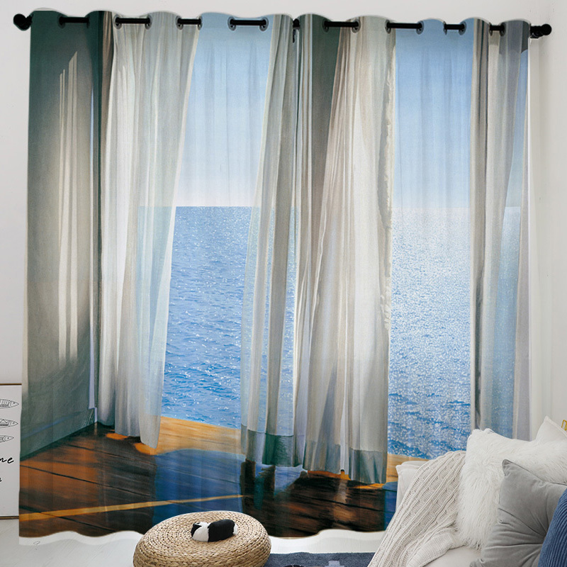 Oil Painting Facing the Sea Curtains 2023 New Nordic Simple Style Bedroom Living Room Balcony Blackout and Heat-Insulating Curtain Fabric Oil Painting Facing the Sea Curtains 2023 New Nordic Simple Style Bedroom Living Room Balcony Blackout and Heat-Insulating Curtain Fabric