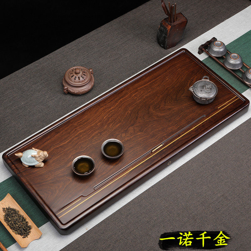 Whole piece ebony tea tray Solid wood tea table home High-grade log drainage kung fu tea set Tea sea tray