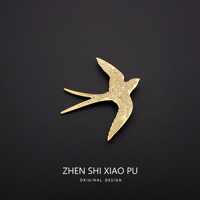 Flying birds set swallow couple breast needle high-grade refined design of antique emblem clothing pin accessories for men and women