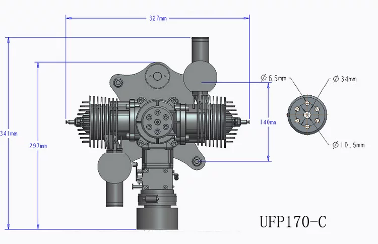 UFP 170-C paramotor/модель самолета/дрон бензиновый двигатель (включая карбюратор) 170cc