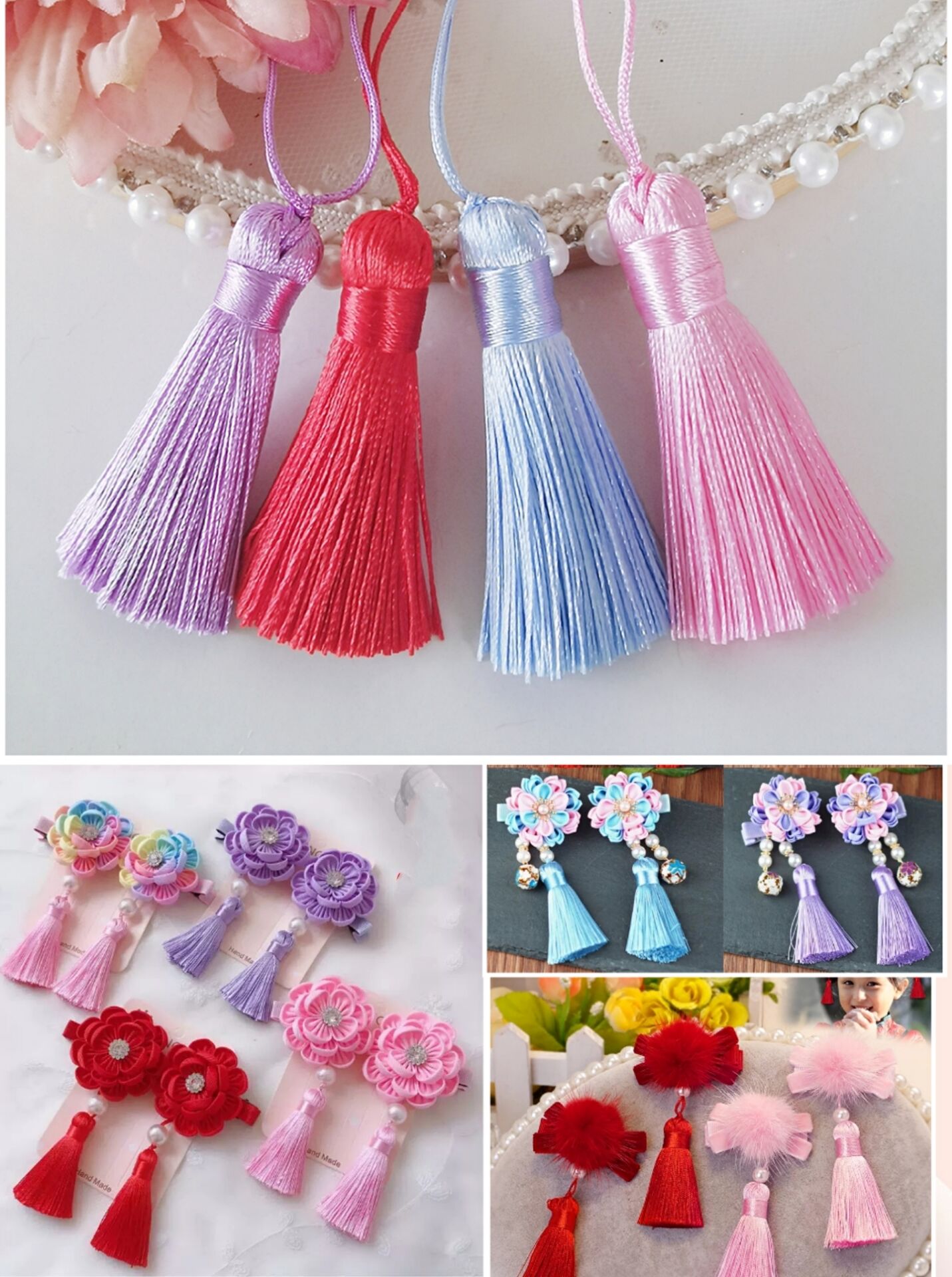 Short fat Tassel 5 5cm 8cm Exquisite vertical Chinese knot hanging spike diy Wind style handmade hair ornament material