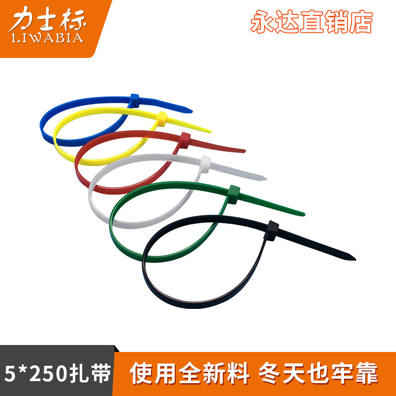 5*250 Binding Tape Nylon Color Red Green Yellow Blue Black And White Plastic Self-locking Fixed Buckle Binding Wire Tape