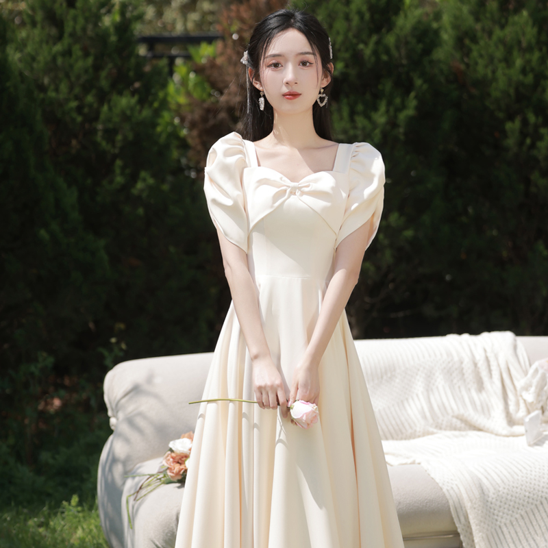  L+Long, champagne color, mid-length  