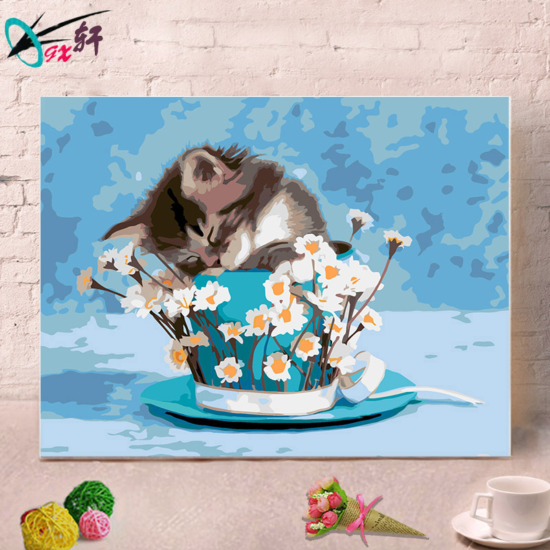 Personality Xuan Diy digital oil painting 40 * 50 Living room Scenic cartoon Animals sharp hand painted decoration painting