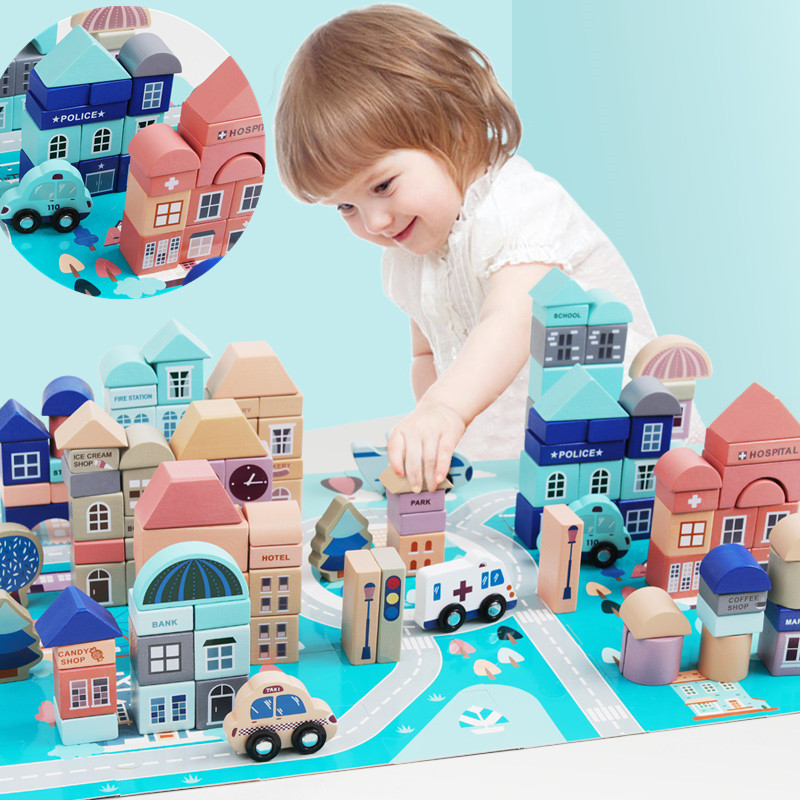 Children building blocks toy 1-2-year-old baby baby wooden parquet Puzzle Puzzle Toy 3-6-year-old male girl gift