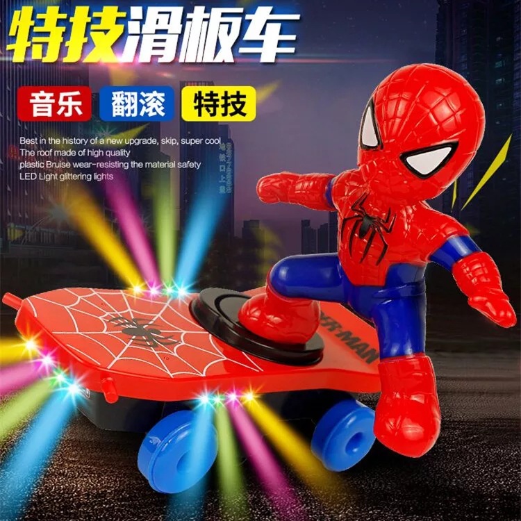 Douyin net red same style Spiderman stunt scooter children's electric toy electric toy car that can't slip