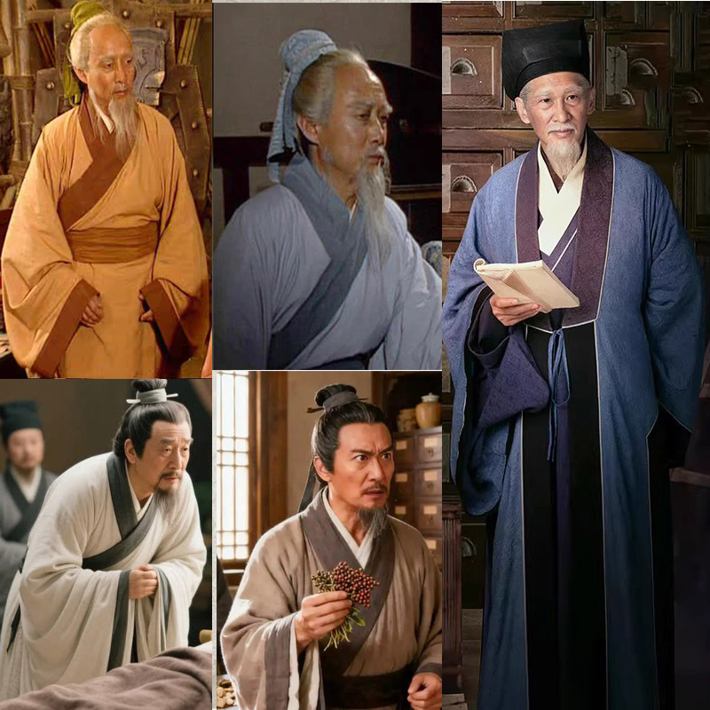 Ancient Costume for Traditional Chinese Medicine Practitioners, Including Doctors, Healers, and Medical Experts Such as Hua Tuo, Bian Que, Sun Simiao, Zhang Zhongjing, and Li Shizhen, for Public Performances