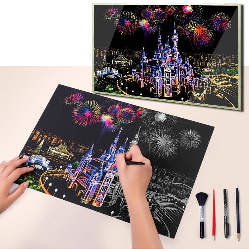 City Night View Scrape Painting Handmade Personality Decompression Adults Creative DIY Birthday Gifts Send Girlfriend