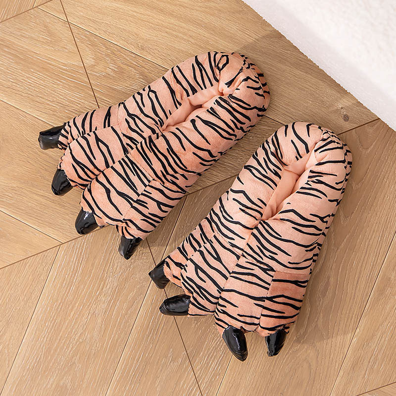 Tiger Claw Children's Cotton Slippers for Boys, Winter Funny Closed-Back Home Warm Gift Cartoon Boys' Furry Shoes