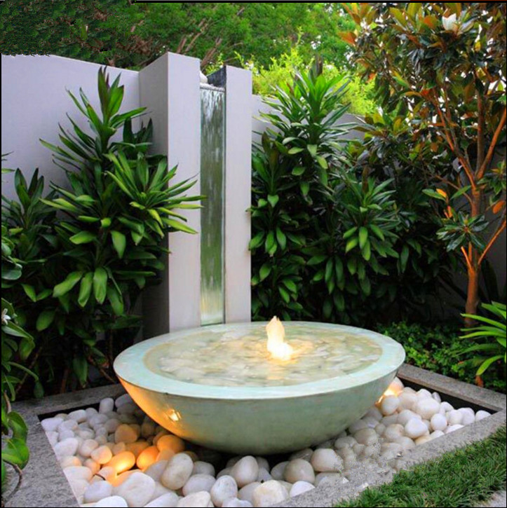 Stone sculpture waterscape White marble Yongquan Stone bowl water fountain waterscape Stone landscape landscape Stone sculpture hotel fountain water