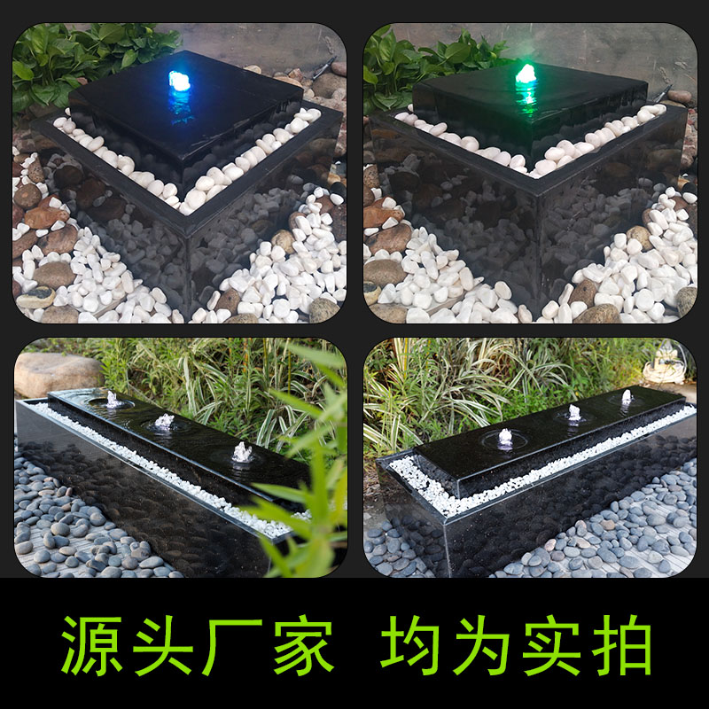 Japanese-style flowing water bowl courtyard garden villa hotel landscaping natural marble fountain Zen landscape stone bowl ornaments