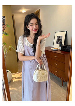 ◆AMUM孕妇装◆孕期套装穿搭~麻无袖洋气上衣复古小衫波点半身裙 — 7