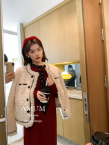 ◆AMUM maternity wear◆Puff girl~Retro style top off-white furry short temperament jacket