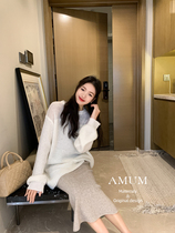 ◆AMUM maternity wear◆Winter on earth~aesthetically gentle and lazy knitted sweater oatmeal temperament suspender skirt