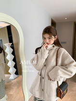 ◆AMUM maternity wear◆Exclusive atmosphere ~ short woolen coat autumn and winter Korean style new coat for small people