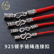 925 silver buckle pattern bracelet link button diy Thai silver vintage silver jewelry accessories peace pattern S necklace Buckle Head