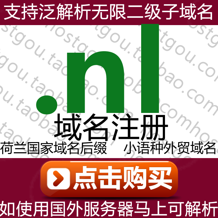 The name registration of the nl domain supports pan-analysis and unlimited second-level domain names. Foreign trade Dutch national website purchase application