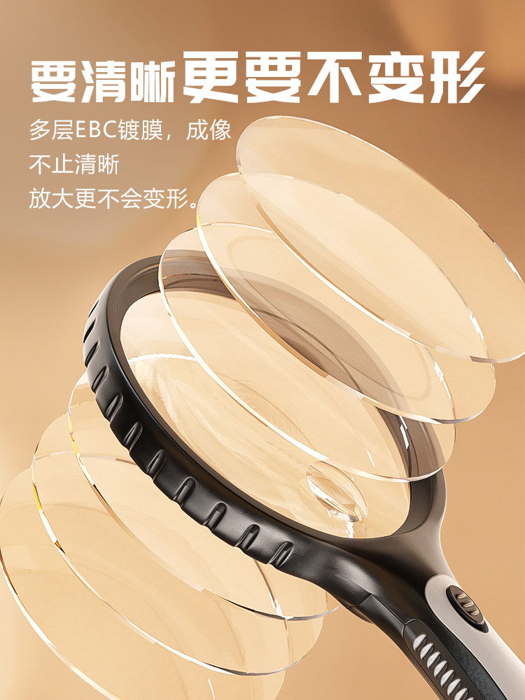 Magnifying Glass for Elderly Reading, High-Definition, High Magnification, Genuine Handheld Portable with Led Light, 10X Plastic Handle, Specialized for Jewelry Appraisal, 20X Mini Circuit Board Repair, 30X Presbyopic Magnifier, 1000X