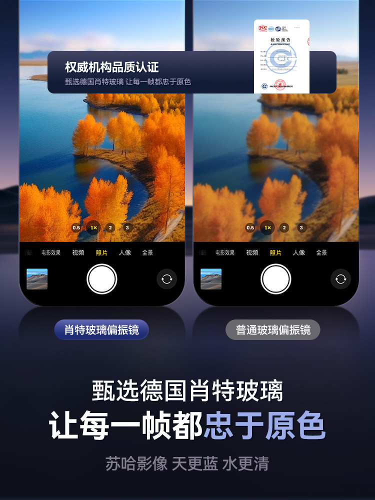 [Schott Glass] 2025 New Model Phone-Specific Cpl Polarizing Lens, High-Definition Coating, Polarized Water Surface Anti-Reflection Filter, External Rear Camera Photography Tool, Compatible with Apple, Huawei, Xiaomi