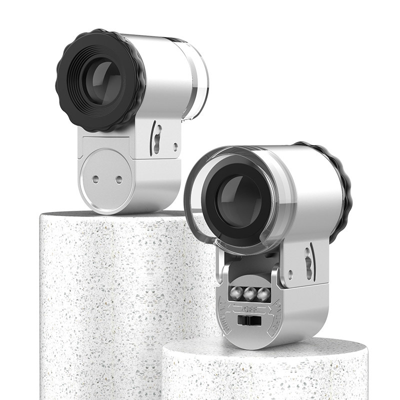 50X High-Definition Magnifying Glass with Light, 100X Handheld Portable Microscope, Pigeon Eye, for Jewelry, Diamonds, Jade, Antique Identification, Stamps, Antiques, Printing, Liquor, Mobile Phone Use, 60X