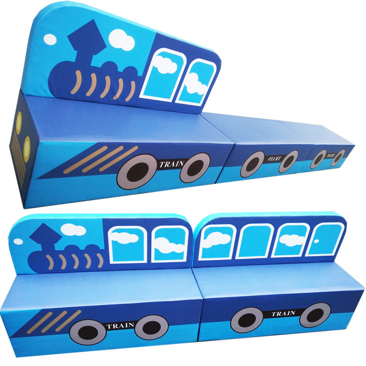 Kindergarten early education center soft sofa fence children's locomotive sofa soft bag bench shopping mall leisure stool