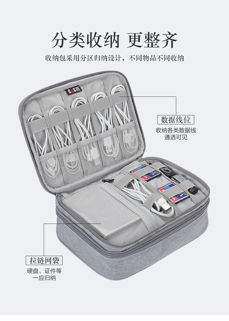 Lưu trữ kỹ thuật số dòng dữ liệu túi BUBM cáp sạc bảo vệ di động tai nghe điện thoại di động cứng phụ kiện sạc cáp điện chuột Po đa chức năng lưu trữ dung lượng lớn hộp túi - Lưu trữ cho sản phẩm kỹ thuật số hộp đựng tai nghe cáp sạc