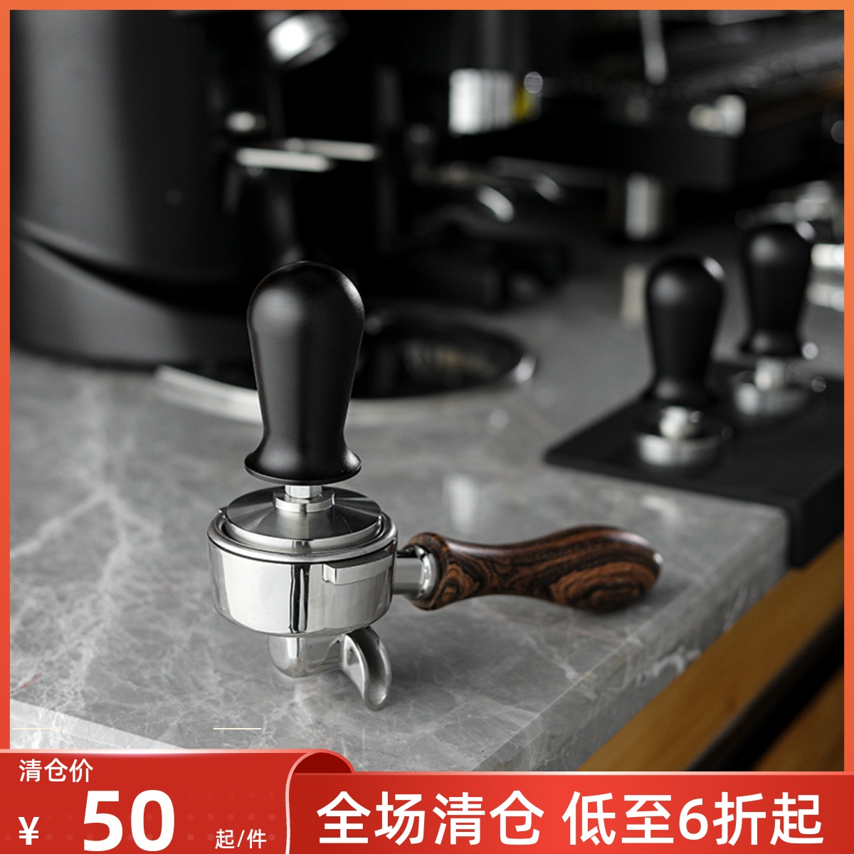 Tamper spring powder hammer 53MM Coffee pressure powder Stainless Steel Flat Bottom Filler Constant Pressure Powder Hammer