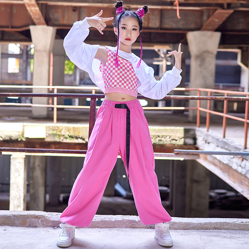 Girl Jazz Dance Costume White Costume Broad Legs Showsuit Hiphop Street Dance Children's Tide Cool