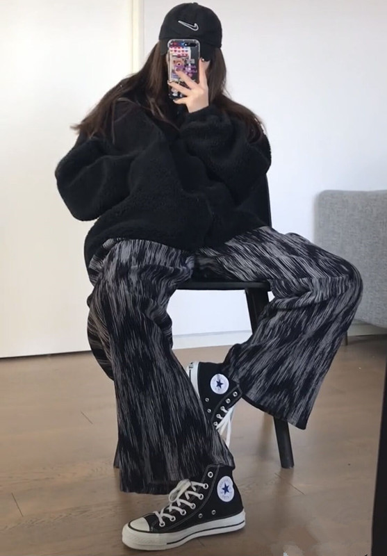 Ice Silk Tie-Dye Pants for Women, Summer Thin Style, Drapey, Casual Sports Sweatpants, Wide-Leg Pants, ins Trendy High Street Harajuku Style