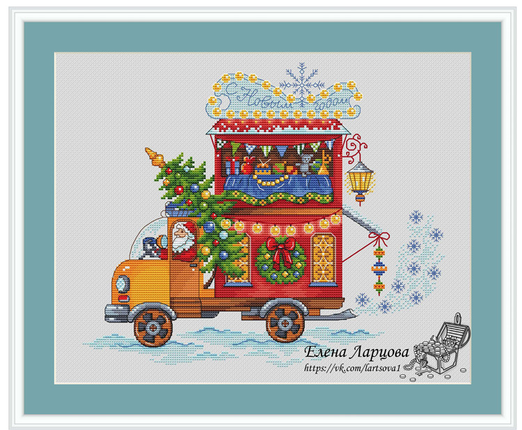 Cross Stitch Saga Format Redrawing XSD Source File Electronic Drawing Santa Gift Cart-Taobao