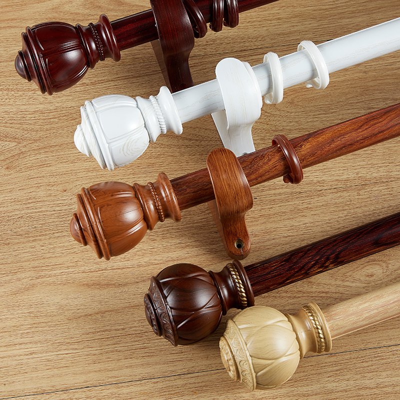 Thickened Faux Wood Grain Roman Rod Curtain Rod, Silent Chinese-Style Aluminum Alloy Complete Set, Single Rod, Double Rod Thickened Faux Wood Grain Roman Rod Curtain Rod, Silent Chinese-Style Aluminum Alloy Complete Set, Single Rod, Double Rod