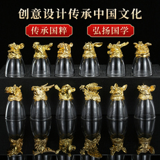 Ликер Cup 中式十二生肖白酒杯水晶玻璃白酒分酒器酒具套装家用烈酒杯小酒杯