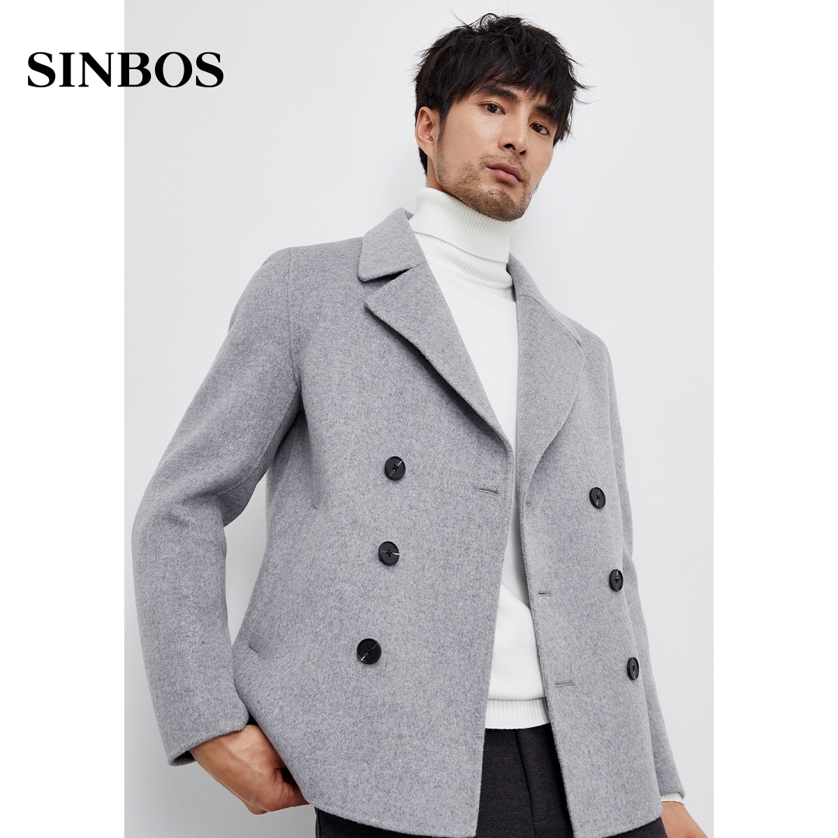 Gross, big coat man short PURE WOOL Pure Wool Handmade Bifacial Jacket Autumn Winter New double-row buttoned suit Hooker Jacket