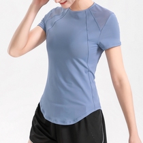 Ladies sports coat summer Thin Ice Silk quick-drying fitness running T-shirt fat mm elastic yoga slim short-sleeved shirt