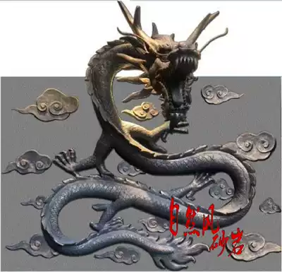 Custom campus party building fire dragon relief sandstone glass fiber sculpture antique copper villa mural decoration materials