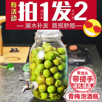 Green plum wine glass bottle enzyme bucket bubble bottle with faucet stuffed bayberry wine juice with handle sealed can home