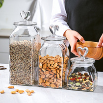 Square glass sealed cans food storage glass bottles kitchen grains honey lemon passion fruit size