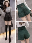 Quần short nữ mùa đông eo cao 2018 mới rộng một chiếc quần mỏng ống rộng chân dày quần ống rộng mặc quần âu